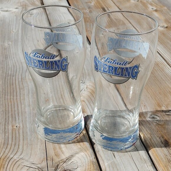 Labatt Sterling Beer Glass Pair - Picture 3 of 5